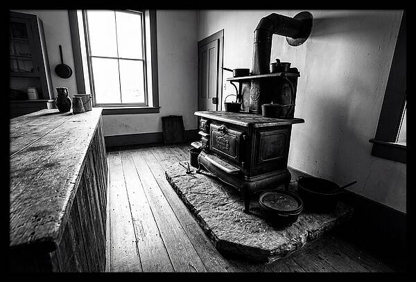 Vintage Cast Iron Stove In Farmhouse