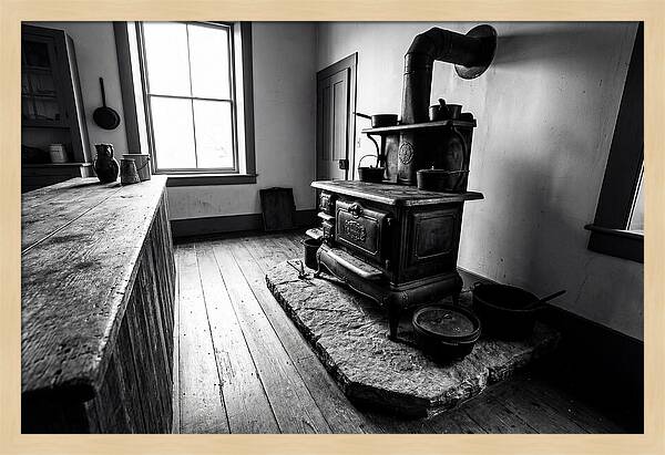 Vintage Cast Iron Stove In Farmhouse