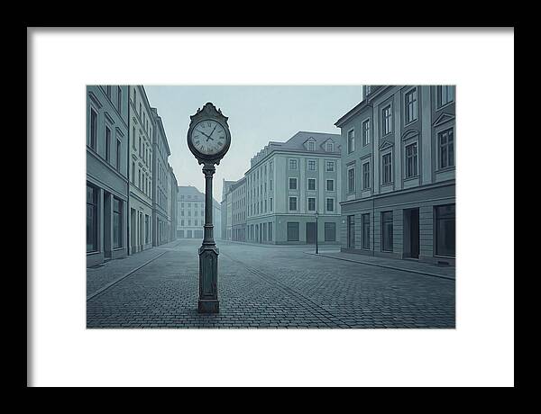 Vintage Clock In A Quiet Street