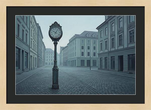 Vintage Clock In A Quiet Street