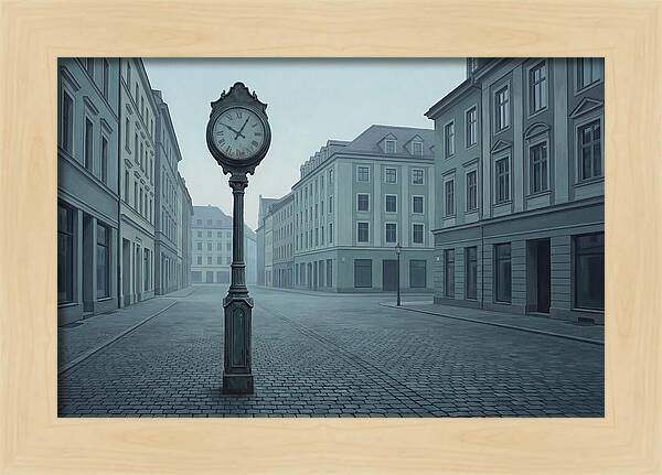 Vintage Clock In A Quiet Street