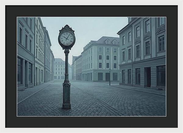Vintage Clock In A Quiet Street