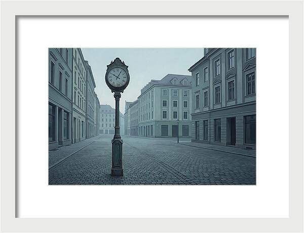 Vintage Clock In A Quiet Street