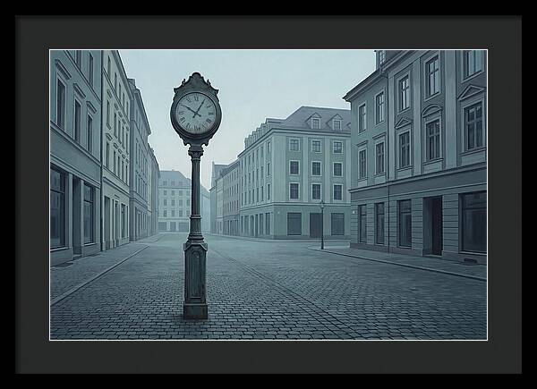Vintage Clock In A Quiet Street