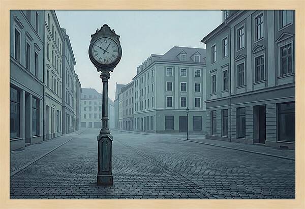 Vintage Clock In A Quiet Street