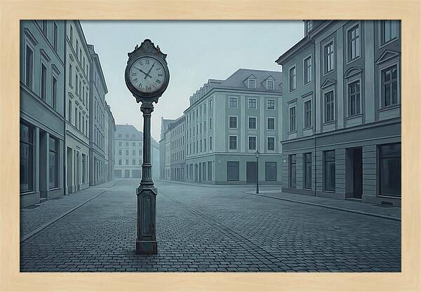 Vintage Clock In A Quiet Street