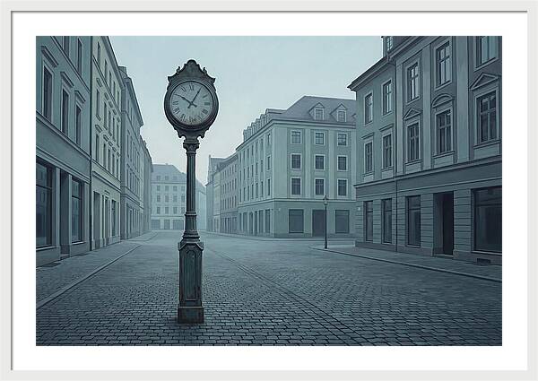 Vintage Clock In A Quiet Street