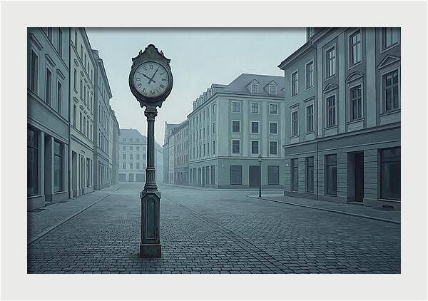 Vintage Clock In A Quiet Street