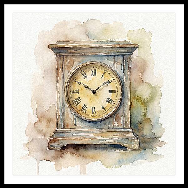 Vintage Clock Watercolor