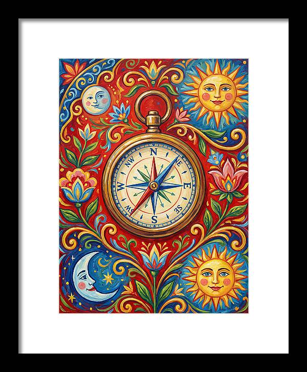 Vintage Compass With Celestial Elements
