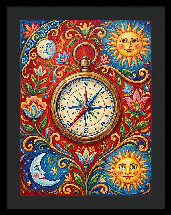 Vintage Compass With Celestial Elements