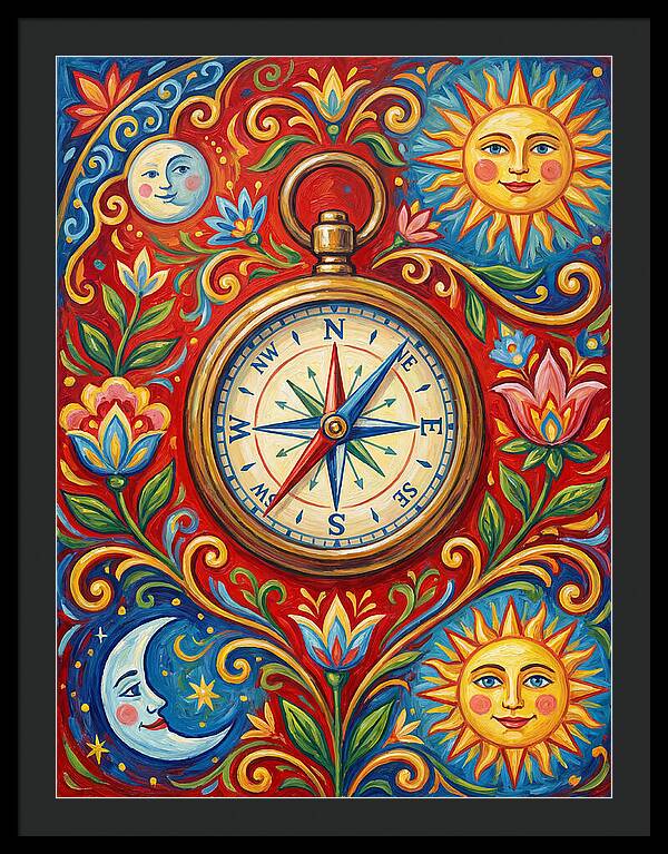 Vintage Compass With Celestial Elements