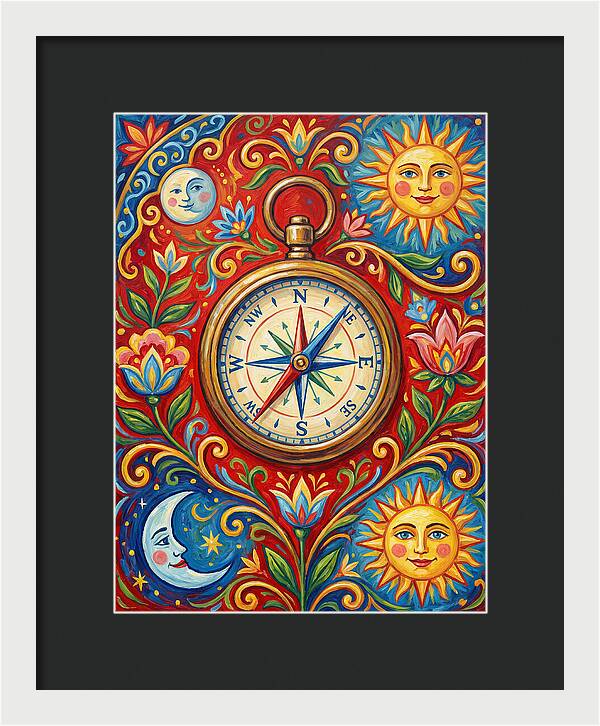 Vintage Compass With Celestial Elements