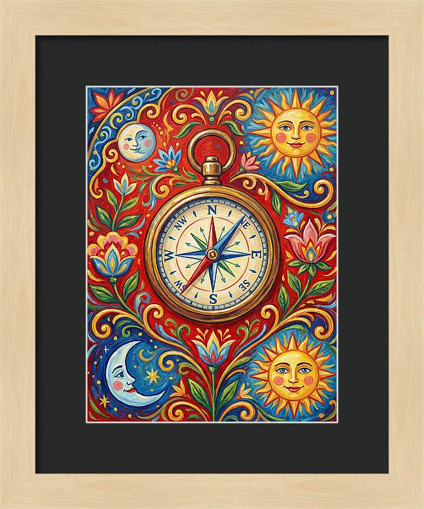 Vintage Compass With Celestial Elements