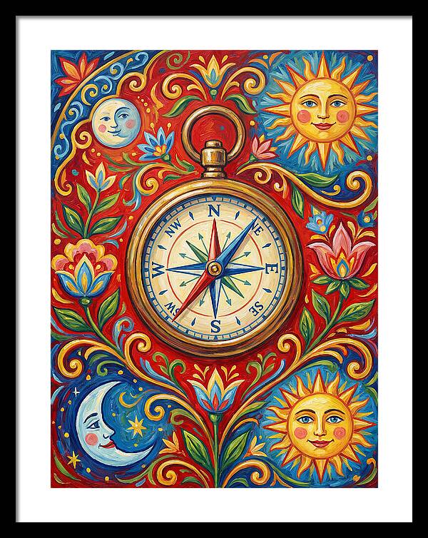 Vintage Compass With Celestial Elements