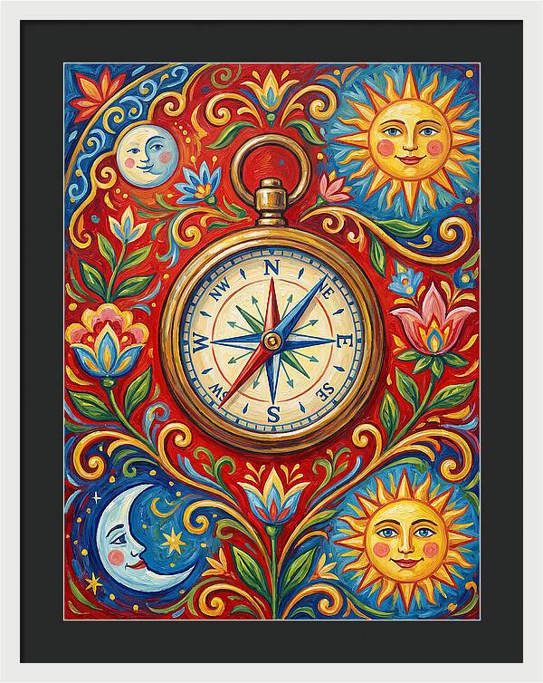Vintage Compass With Celestial Elements