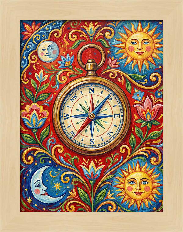 Vintage Compass With Celestial Elements