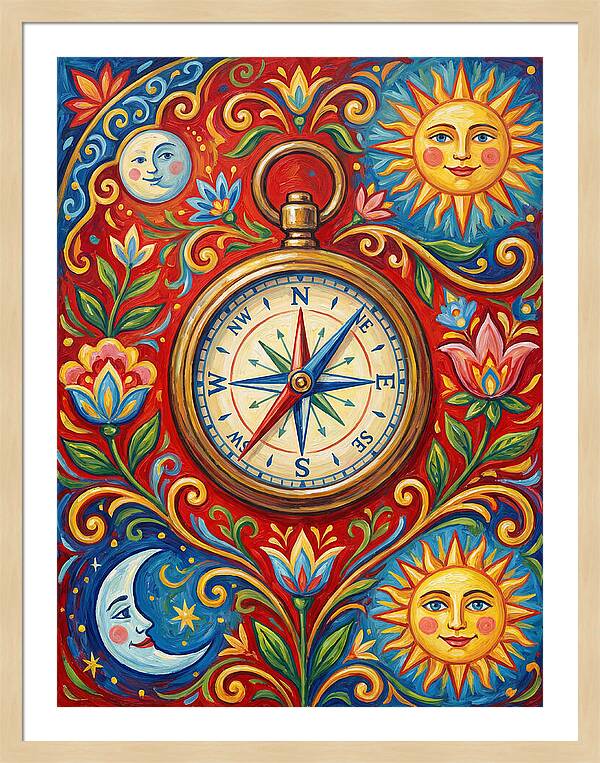 Vintage Compass With Celestial Elements