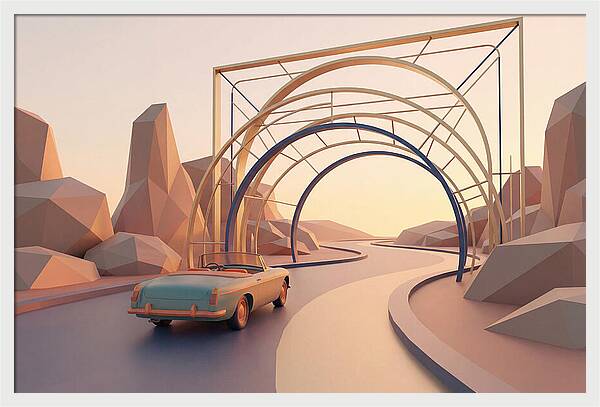 Vintage Convertible On Road