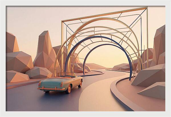 Vintage Convertible On Road