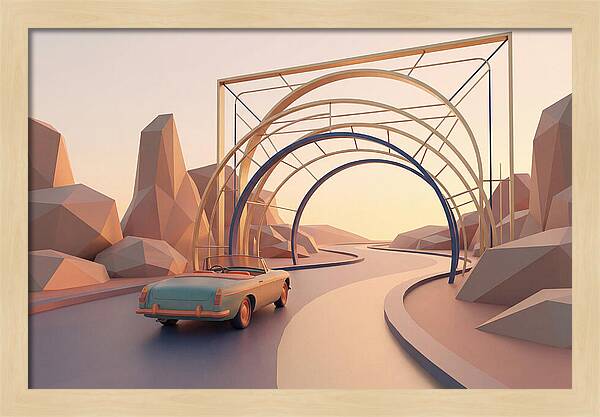 Vintage Convertible On Road