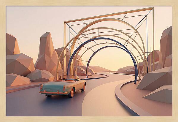 Vintage Convertible On Road