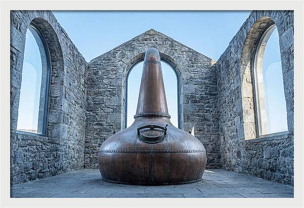 Vintage Copper Still In Stone Distillery