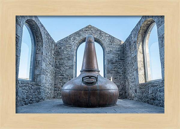 Vintage Copper Still In Stone Distillery