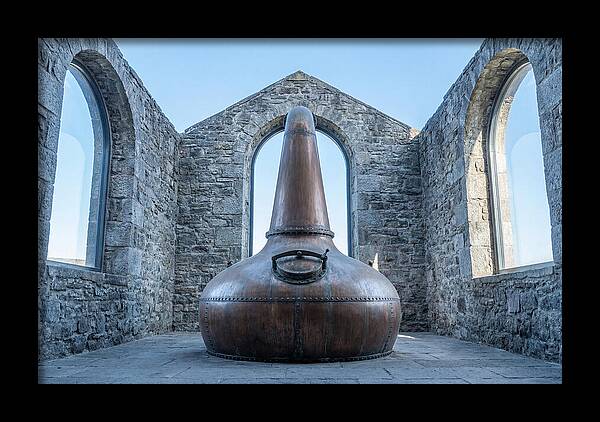 Vintage Copper Still In Stone Distillery