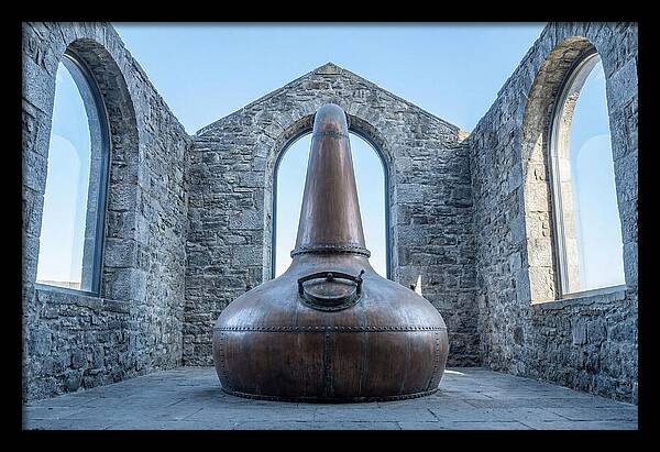 Vintage Copper Still In Stone Distillery
