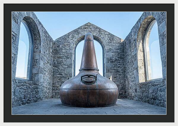 Vintage Copper Still In Stone Distillery