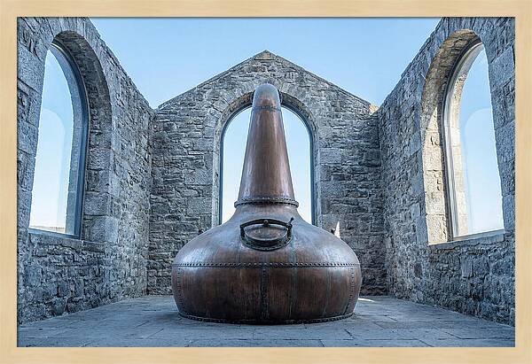 Vintage Copper Still In Stone Distillery