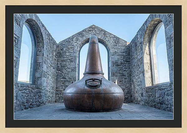 Vintage Copper Still In Stone Distillery