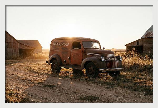 Vintage Delivery Truck At Sunset