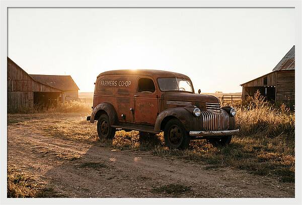 Vintage Delivery Truck At Sunset
