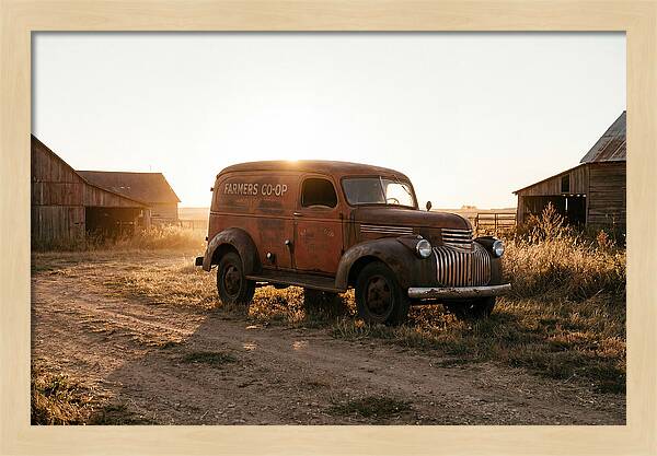 Vintage Delivery Truck At Sunset