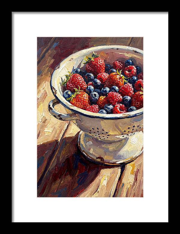 Vintage Enamel Colander With Fresh Berries