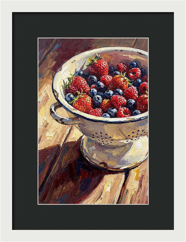 Vintage Enamel Colander With Fresh Berries