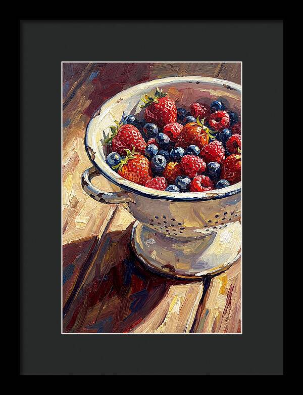 Vintage Enamel Colander With Fresh Berries