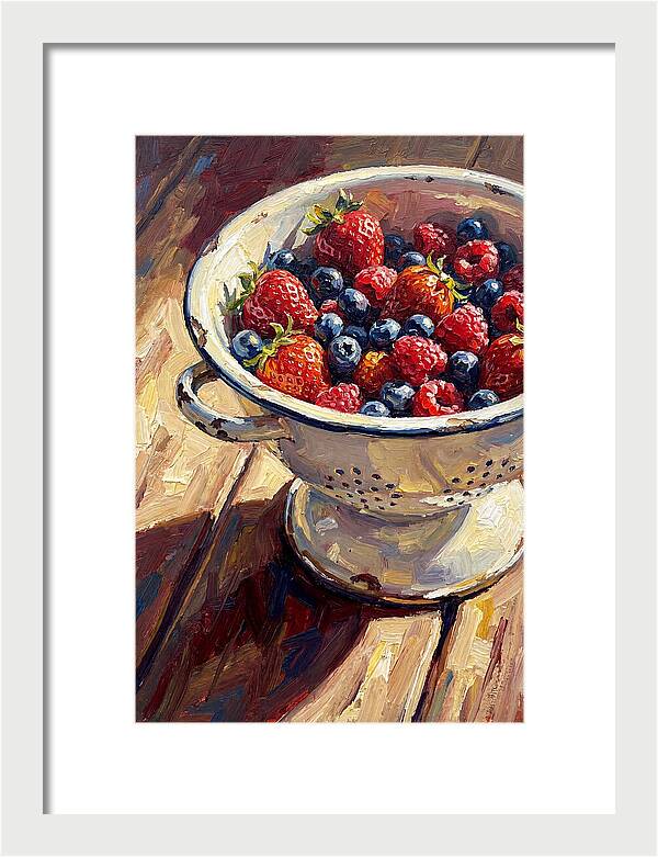 Vintage Enamel Colander With Fresh Berries