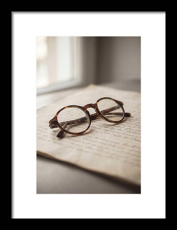 Vintage Eyeglasses On Antique Document