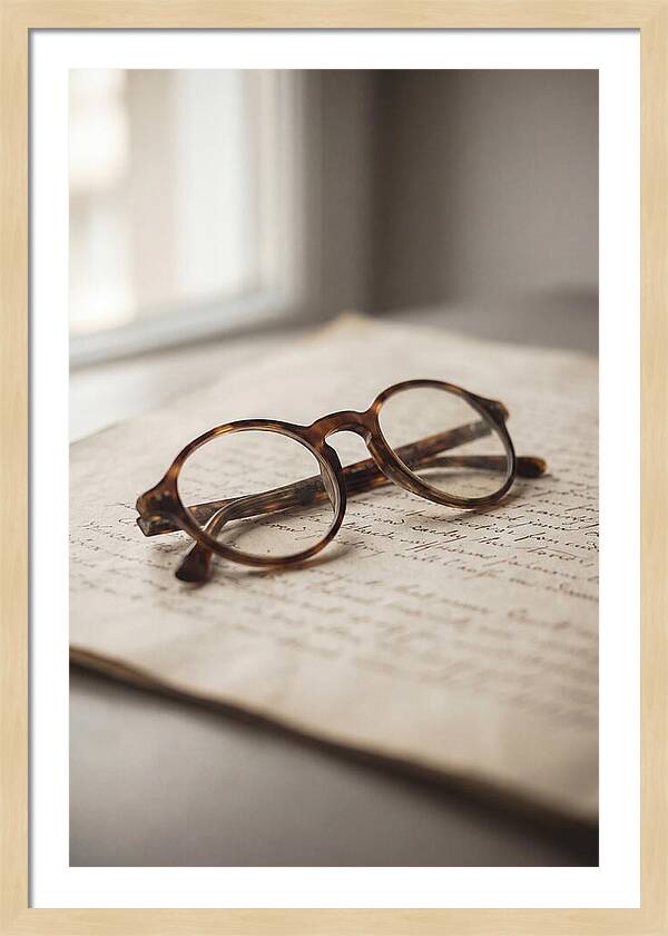 Vintage Eyeglasses On Antique Document