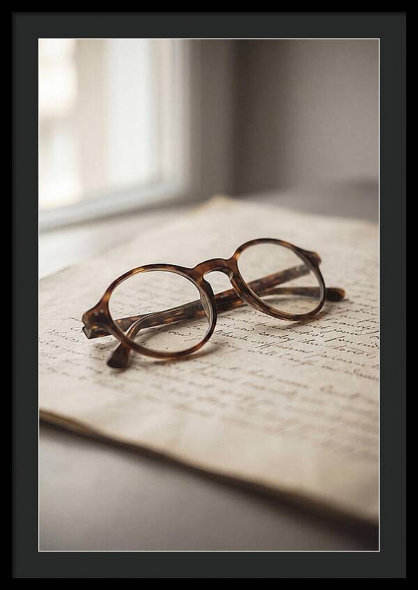 Vintage Eyeglasses On Antique Document