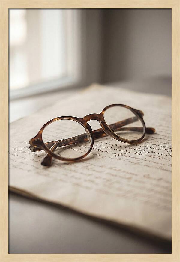 Vintage Eyeglasses On Antique Document