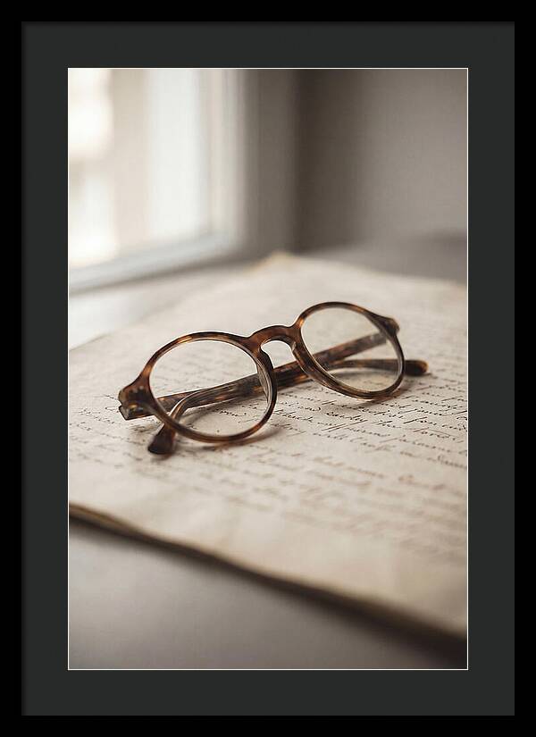 Vintage Eyeglasses On Antique Document