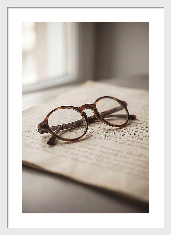 Vintage Eyeglasses On Antique Document