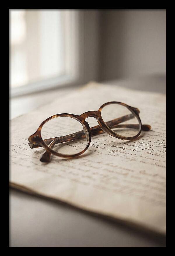 Vintage Eyeglasses On Antique Document