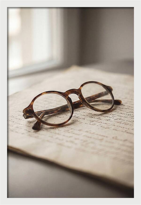 Vintage Eyeglasses On Antique Document