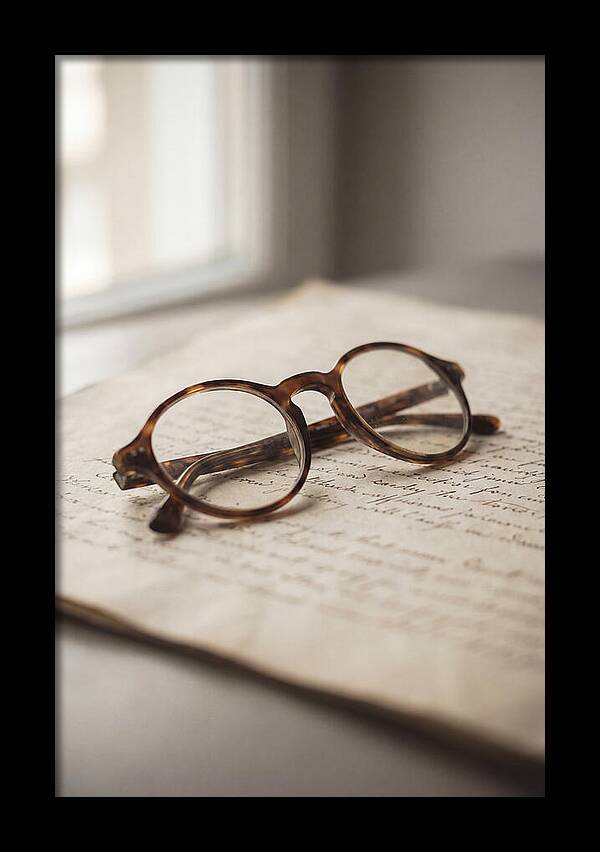 Vintage Eyeglasses On Antique Document