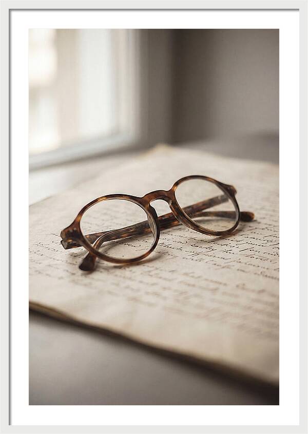Vintage Eyeglasses On Antique Document